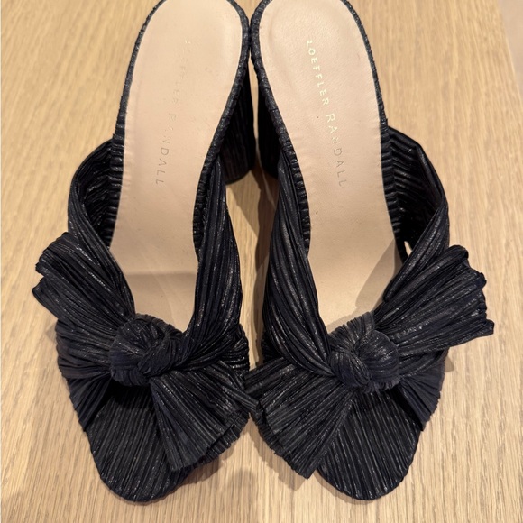 Loeffler Randall Black Pleated Bow Mules - Picture 1 of 4